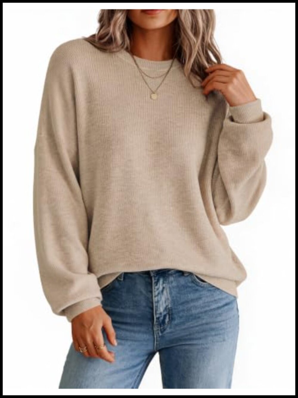 Oversized Knit Crewneck Long Sleeve Pullover Sweater